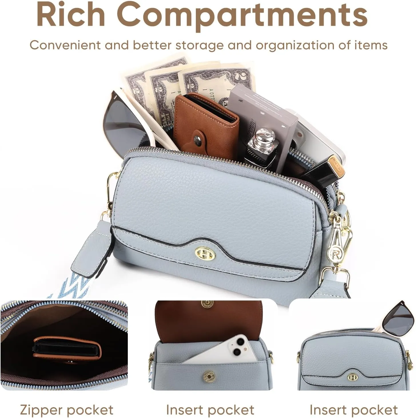 Crossbody Bags for Women, Vegan Leather Shoulder Handbags 2024，Purses for Women with Adjustable Wide Strap