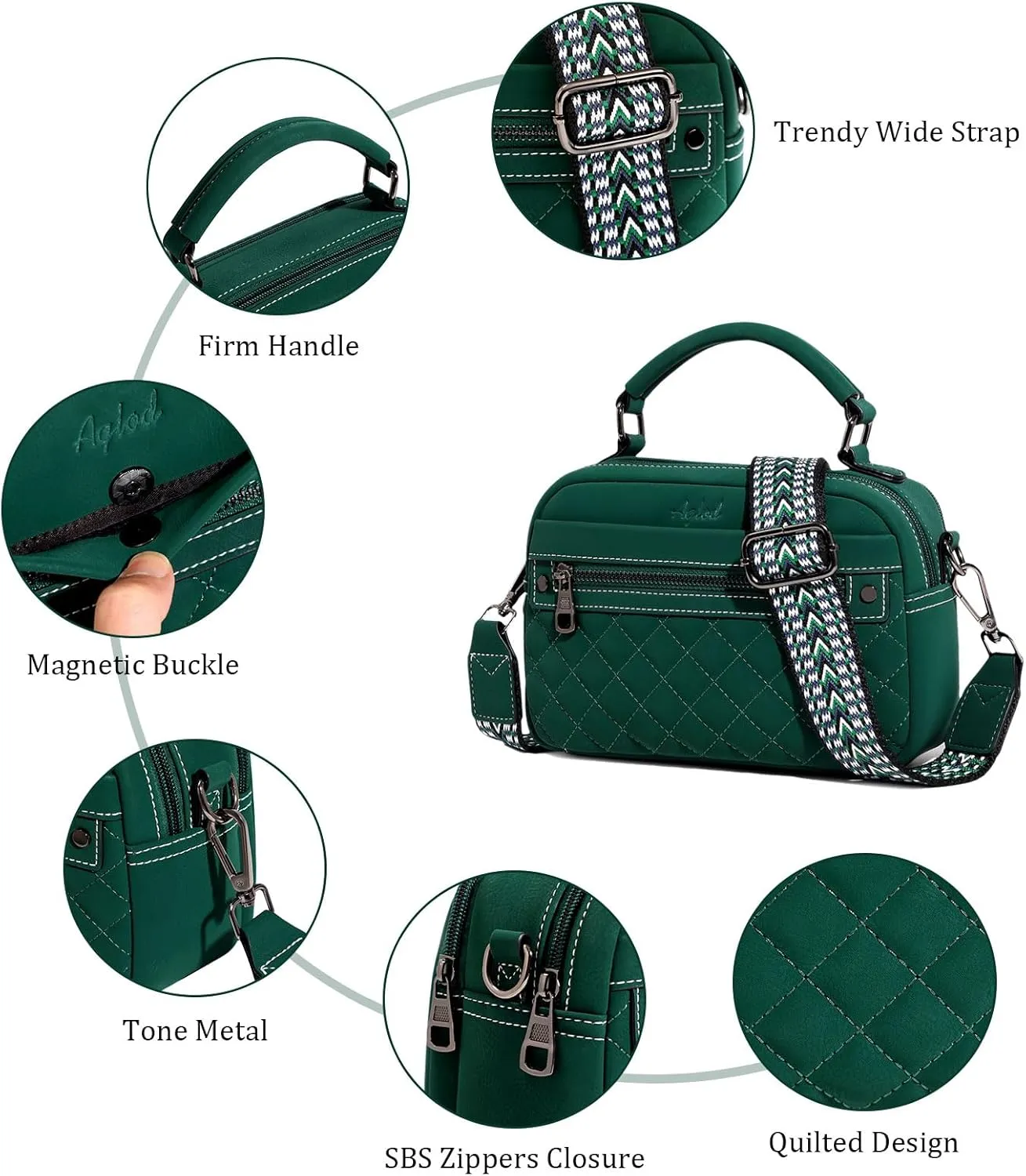 Crossbody Bags for Women Vegan Leather Shoulder Handbags Small Cross Body Purses for Women Trendy with Wide Strap