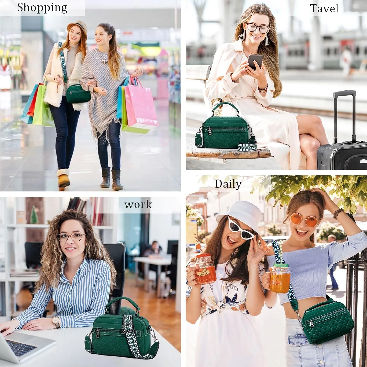 Crossbody Bags for Women Vegan Leather Shoulder Handbags Small Cross Body Purses for Women Trendy with Wide Strap
