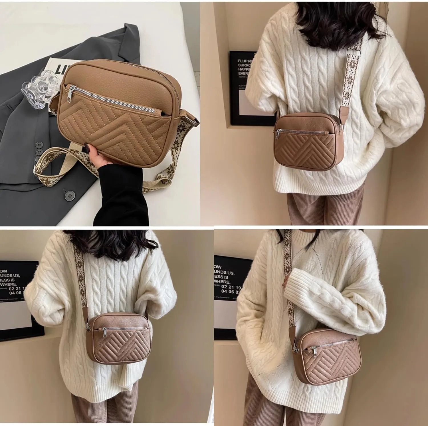 Crossbody Bags For Women with Wide Adjustable Strap Shoulder Bag Cross Body Bag PU Leather Trendy Purse Small Handbags