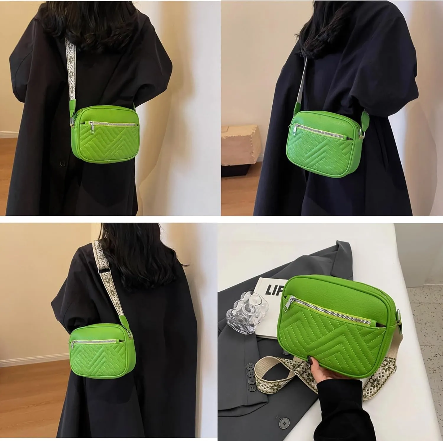 Crossbody Bags For Women with Wide Adjustable Strap Shoulder Bag Cross Body Bag PU Leather Trendy Purse Small Handbags