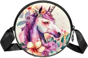 Crossbody Bags for Women,Crossbody Bag Men,Small Sling Bag,Colored Flower Bush Unicorn,Crossbody Purse