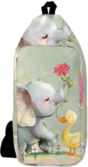 Crossbody Bags for Women,Crossbody Bag Men,Small Sling Bag,Flower Bush Rabbit and Elephant,Crossbody Purse