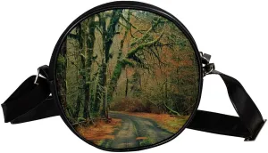 Crossbody Bags for Women,Crossbody Bag Men,Small Sling Bag,Scenic Road in Forest,Crossbody Purse