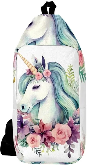 Crossbody Bags for Women,Crossbody Bag Men,Small Sling Bag,Unicorn Floral Bushes,Crossbody Purse
