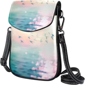 Crossbody Bags for Women,Crossbody Bag Men,Small Sling Bag,White Seagull Clouds Ocean,Crossbody Purse