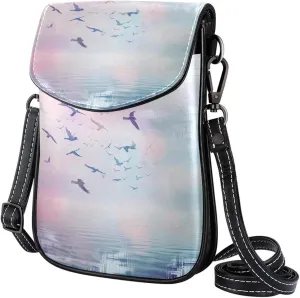 Crossbody Bags for Women,Crossbody Bag Men,Small Sling Bag,White Seagull Clouds Ocean,Crossbody Purse