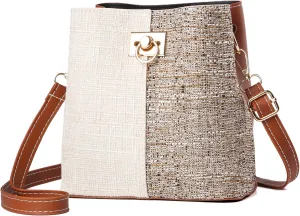Crossbody Bags Purses for Women, Small PU Leather Cross body Bucket Bag with Adjustable Shoulder Strap, Multiple Pockets