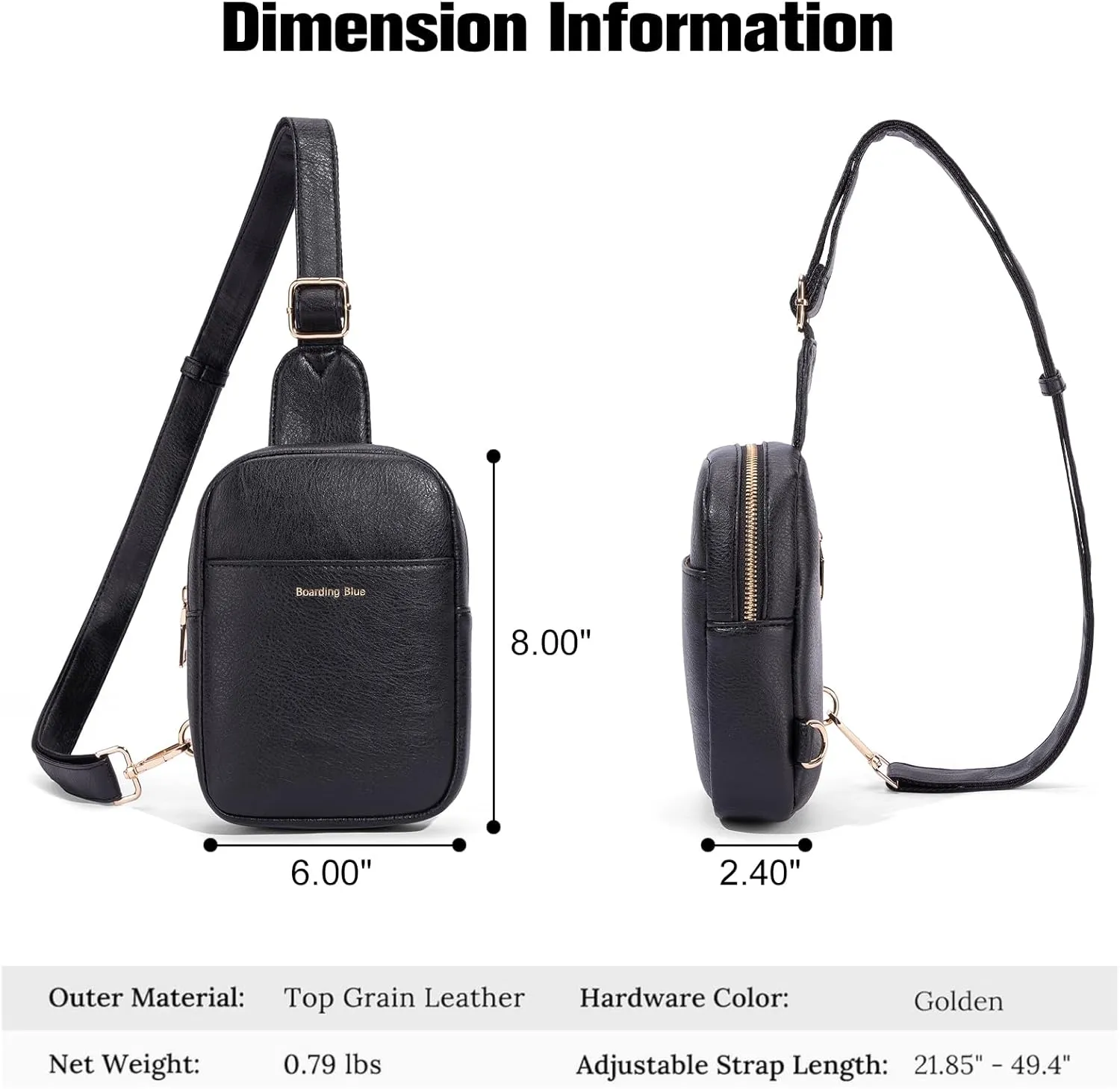 Crossbody Fanny Anti Theft Bag for Women Small Sling bag and Chest Bag Leather Safe Mini Travel Purse (Black)
