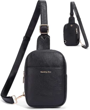 Crossbody Fanny Anti Theft Bag for Women Small Sling bag and Chest Bag Leather Safe Mini Travel Purse (Black)