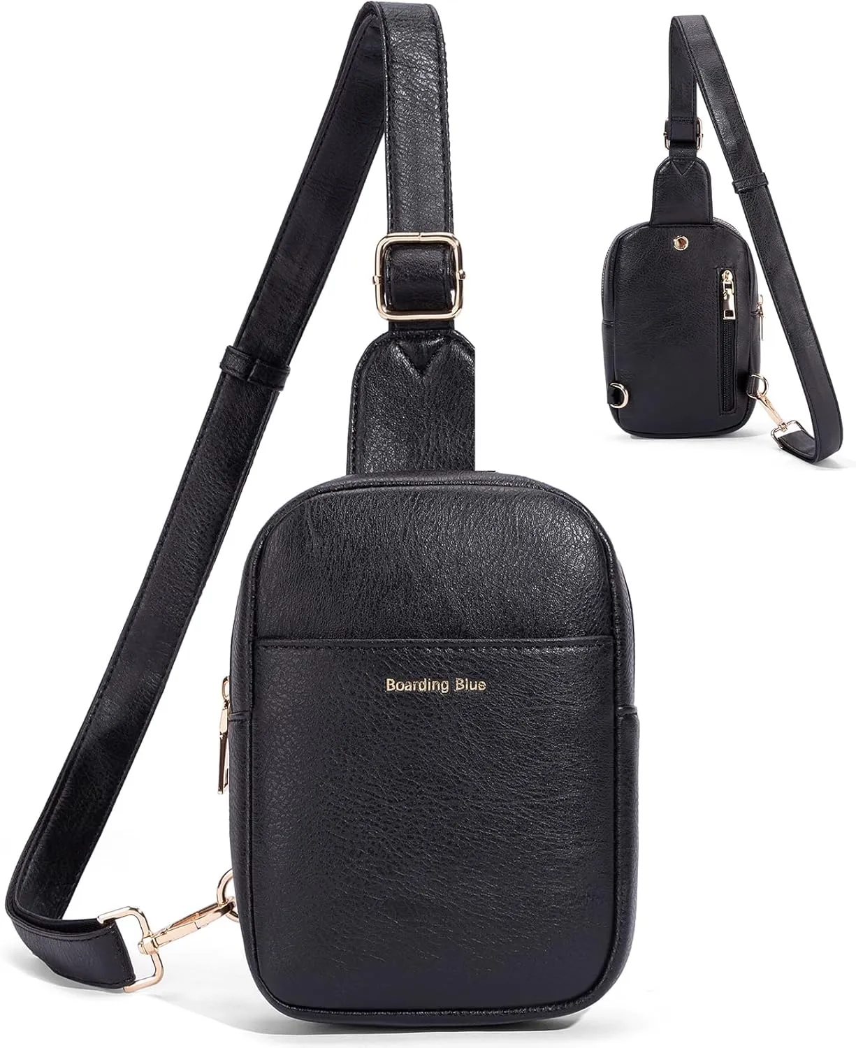 Crossbody Fanny Anti Theft Bag for Women Small Sling bag and Chest Bag Leather Safe Mini Travel Purse (Black)