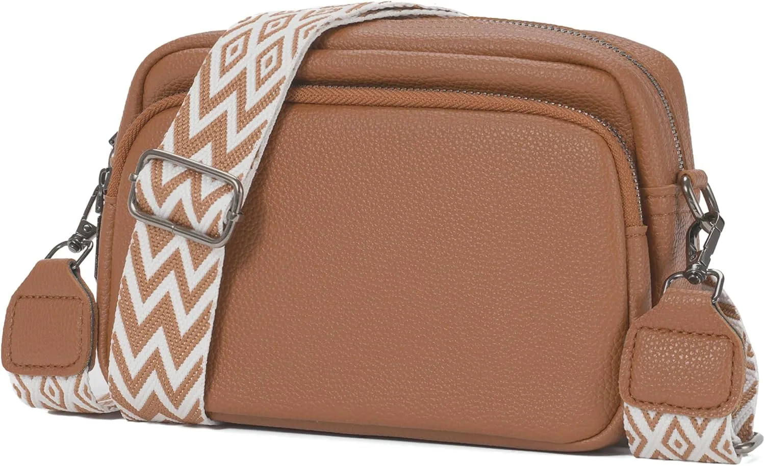 Crossbody Purse for Women with Adjustable Wide Guitar Strap, Small Vegan Leather Cross Body Camera Shoulder Bags