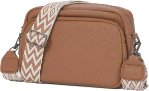 Crossbody Purse for Women with Adjustable Wide Guitar Strap, Small Vegan Leather Cross Body Camera Shoulder Bags