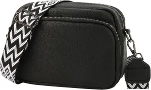 Crossbody Purse for Women with Adjustable Wide Guitar Strap, Small Vegan Leather Cross Body Camera Shoulder Bags