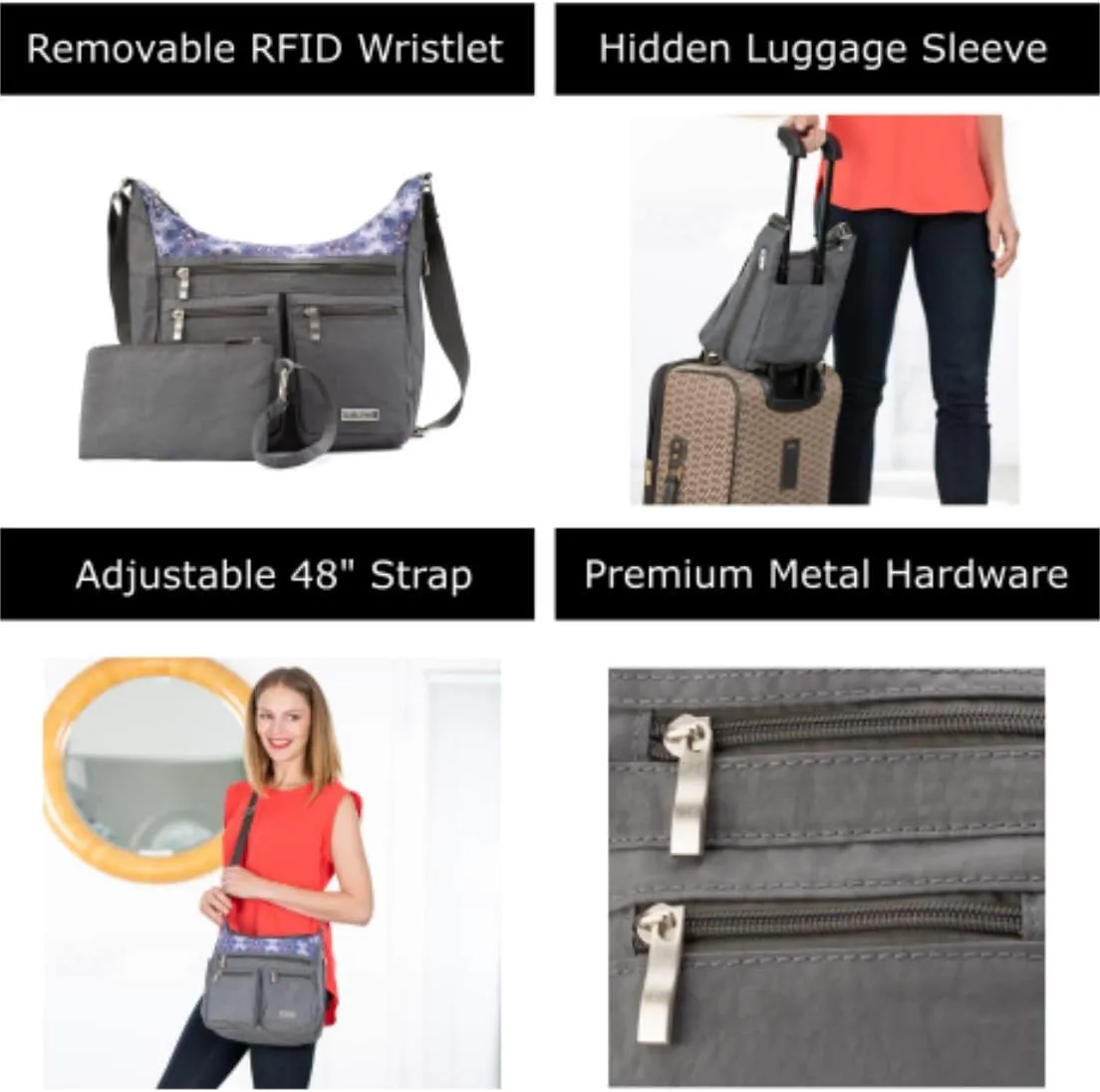 Crossbody Purse with RFID Passport Holder, Shoulder Bag for Women, Lightweight Bag for Travel, Cruise and Everyday