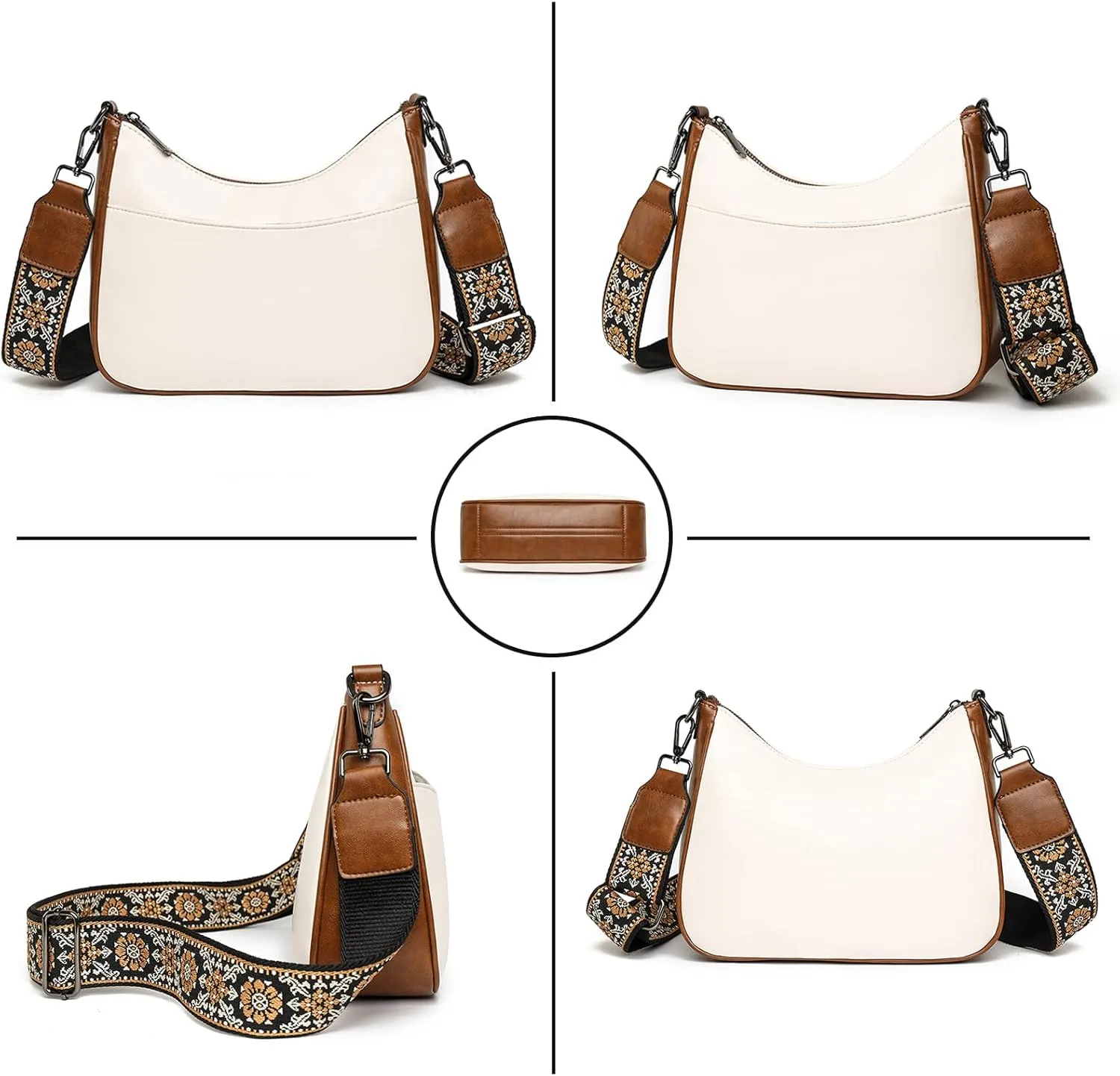 Crossbody Purses for Women Handbags Leather Crescent Bags, Shoulder Bag with Adjustable Wide Strap
