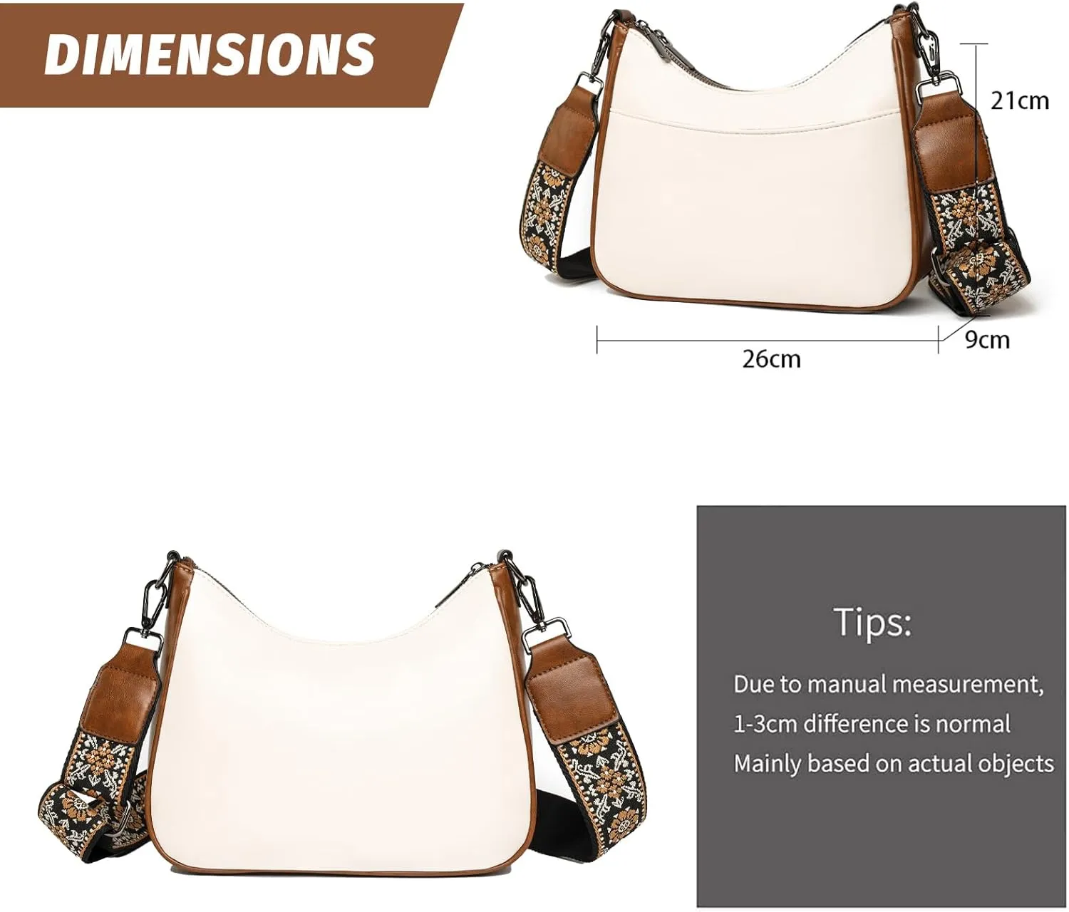 Crossbody Purses for Women Handbags Leather Crescent Bags, Shoulder Bag with Adjustable Wide Strap