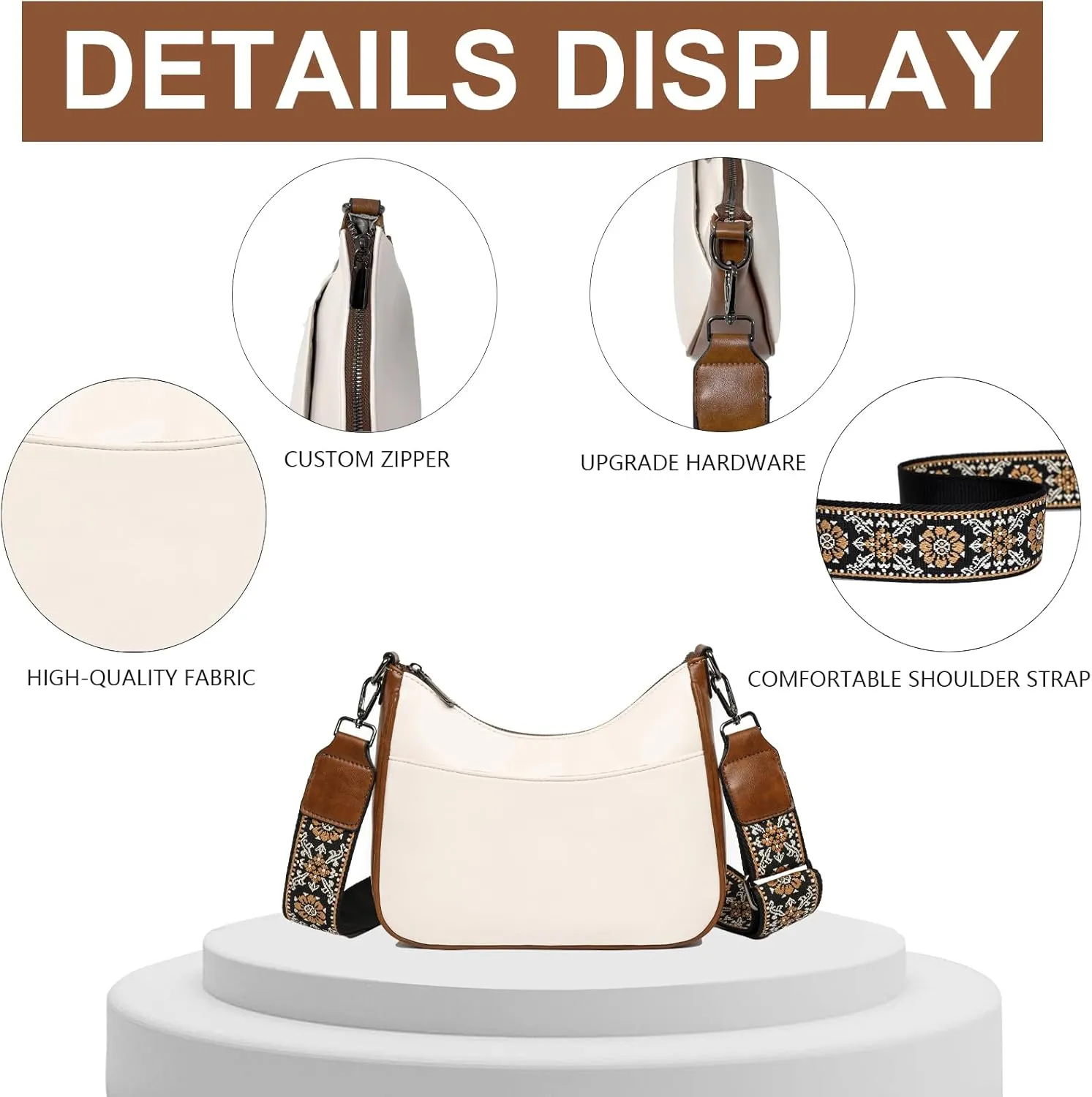 Crossbody Purses for Women Handbags Leather Crescent Bags, Shoulder Bag with Adjustable Wide Strap