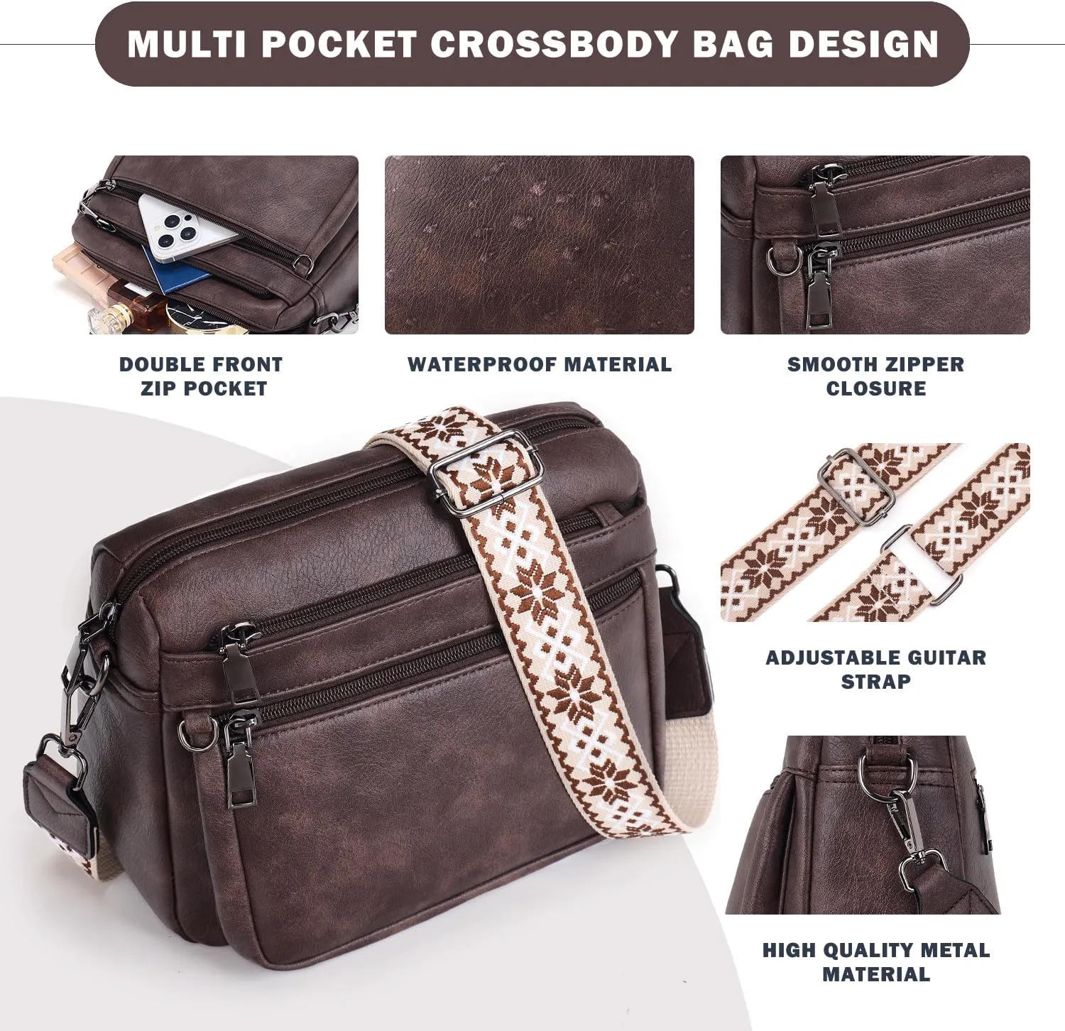 Crossbody Purses for Women Trendy,Vegan Leather Crossbody Bags,Cell Phone Camera Shoulder Handbags with Card Slots