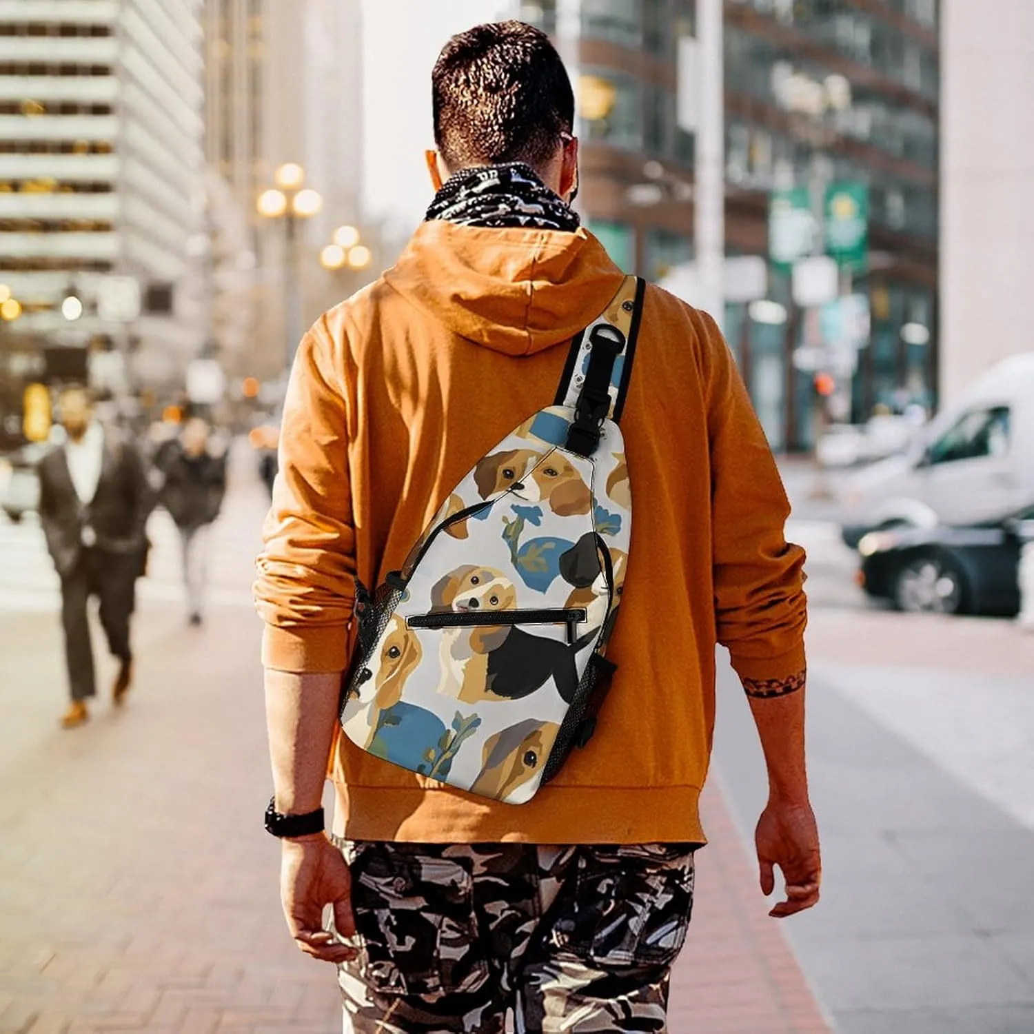 Crossbody Sling Bag Beagle Patterns Backpack Sling Bag Travel Hiking Chest Bag Shoulder Bag Daypack