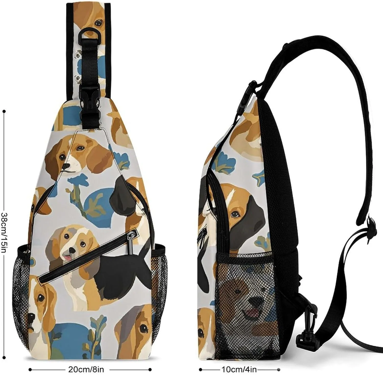 Crossbody Sling Bag Beagle Patterns Backpack Sling Bag Travel Hiking Chest Bag Shoulder Bag Daypack