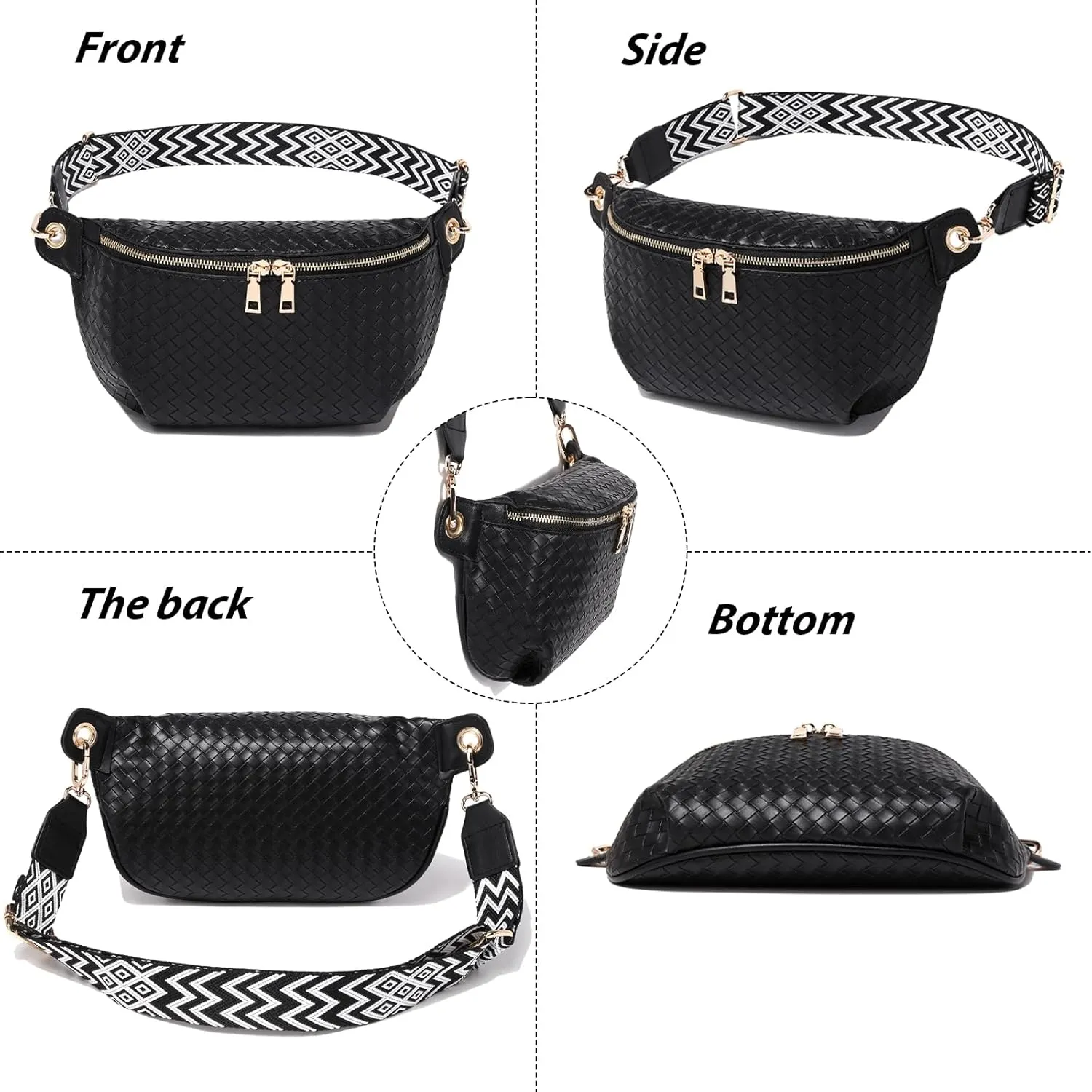 Crossbody Sling Bag Purse for Women - Small Chest Fanny Pack Trendy Travel Faux Leather Cross Body Bags with Adjustable Strap