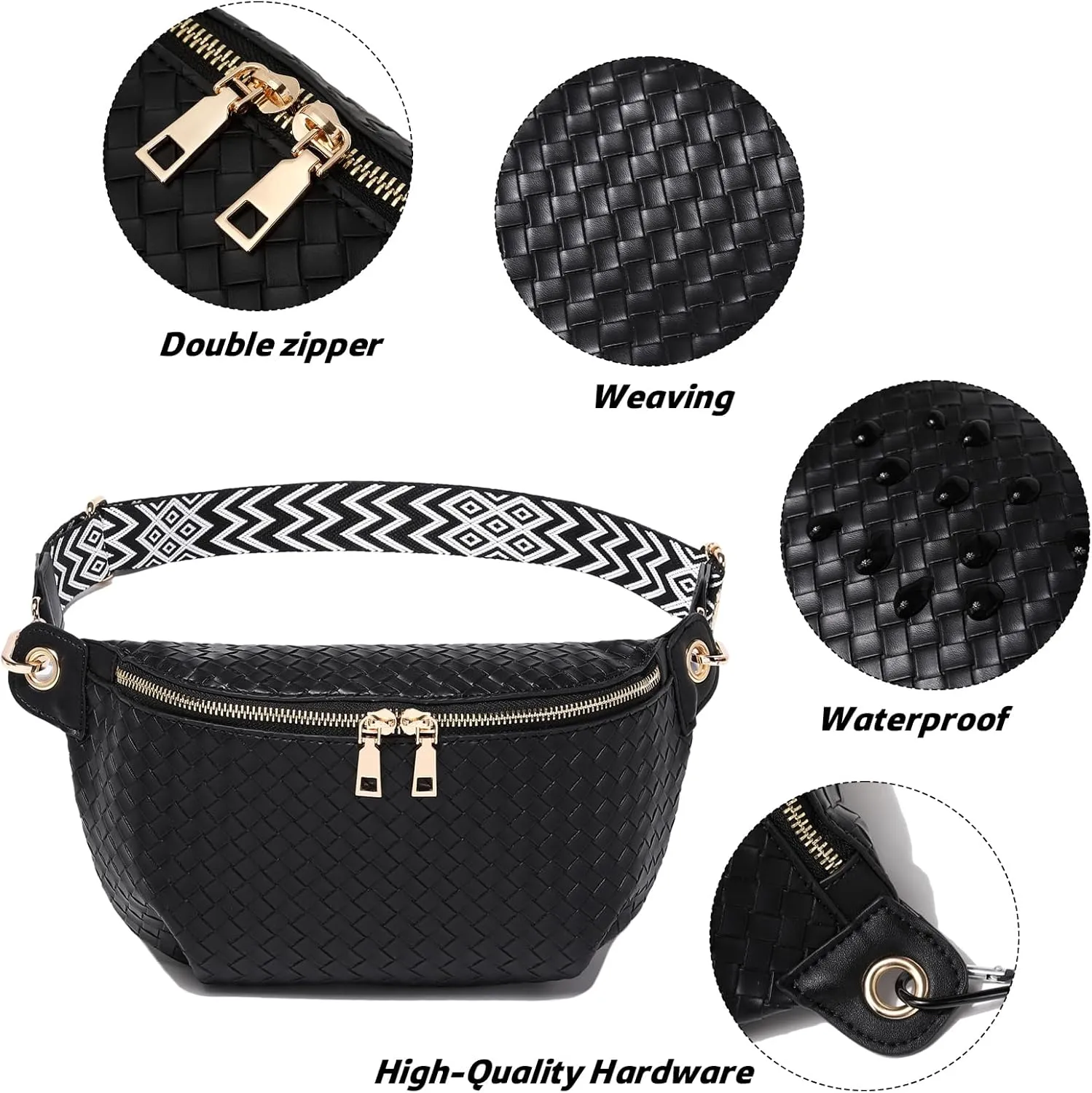 Crossbody Sling Bag Purse for Women - Small Chest Fanny Pack Trendy Travel Faux Leather Cross Body Bags with Adjustable Strap