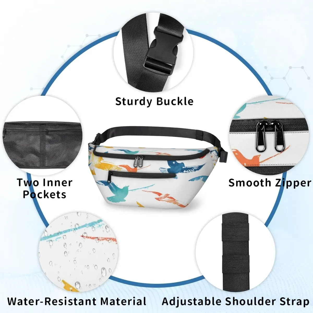 Crossbody Sling Bags for Women Men Pigeons Print Casual Sling Backpack Daypack Chest Bag for Travel Sport Hiking Running