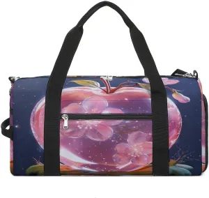 Crystal Apples Duffle Bag Waterproof Gym Tote Bags Travel Overnight Bags with Shoes Compartment