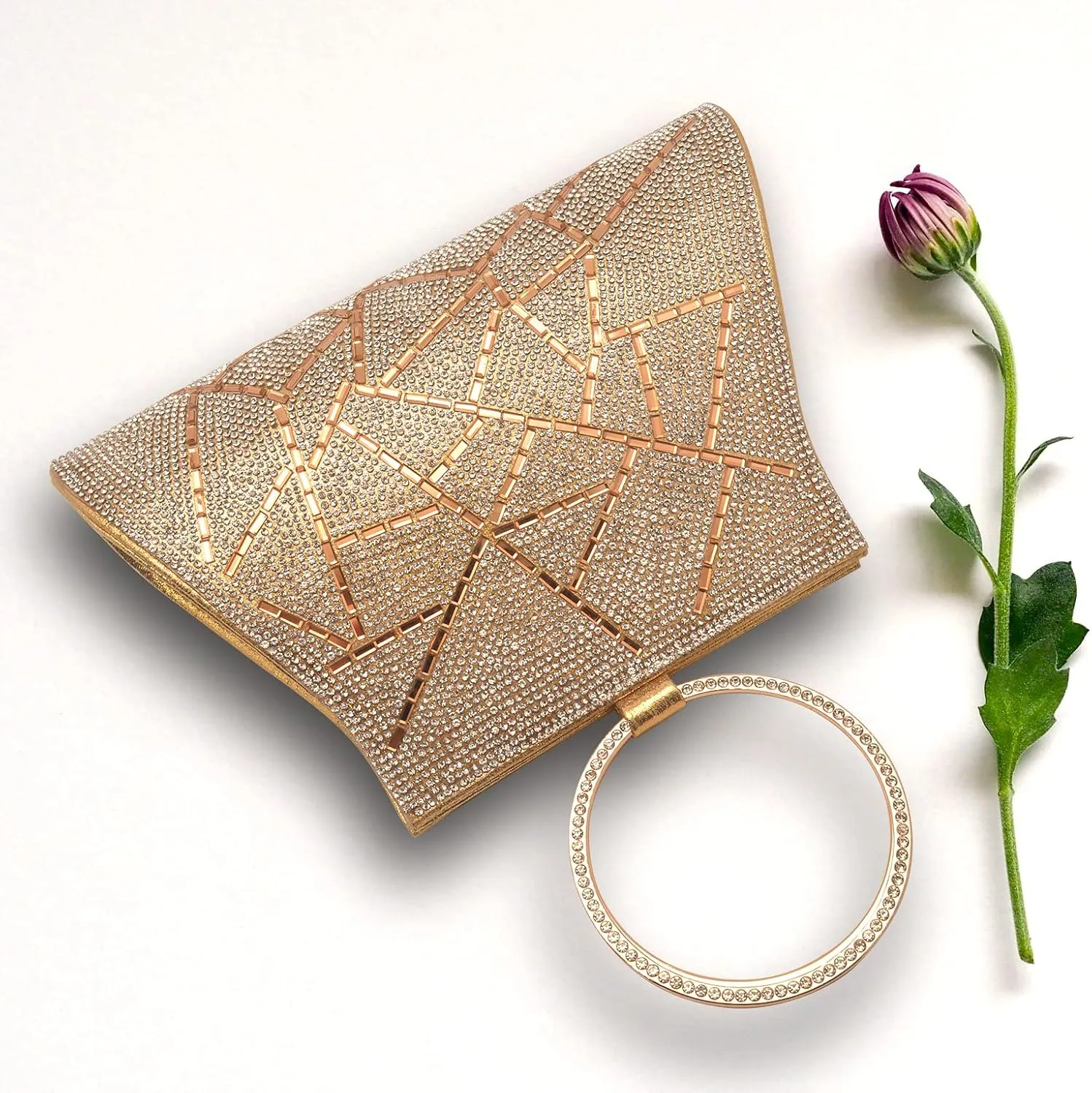 Crystal Clutch Purses Bride and Bridesmaid Handbag Elegant Wristlet Evening Bag for Women