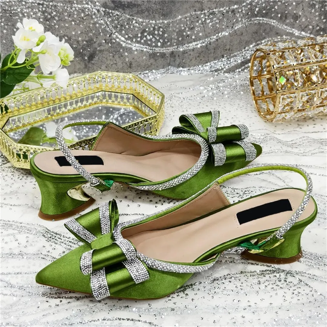 Crystal Embellished Slingback Stiletto Heel Office Party Women Shoes Clutch Bag Set