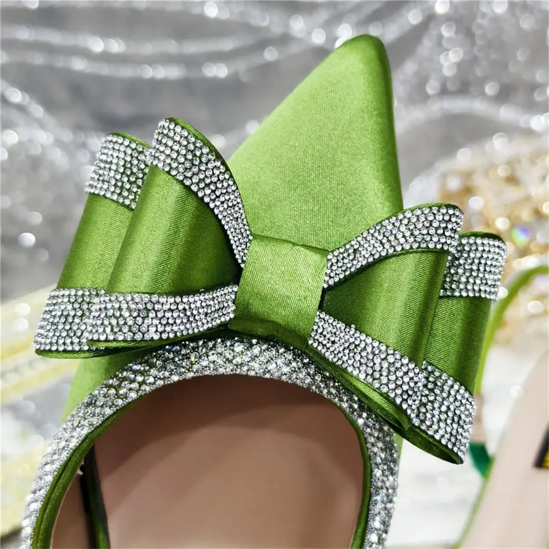 Crystal Embellished Slingback Stiletto Heel Office Party Women Shoes Clutch Bag Set