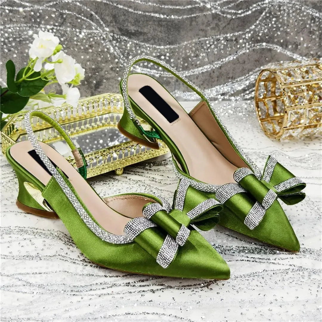 Crystal Embellished Slingback Stiletto Heel Office Party Women Shoes Clutch Bag Set