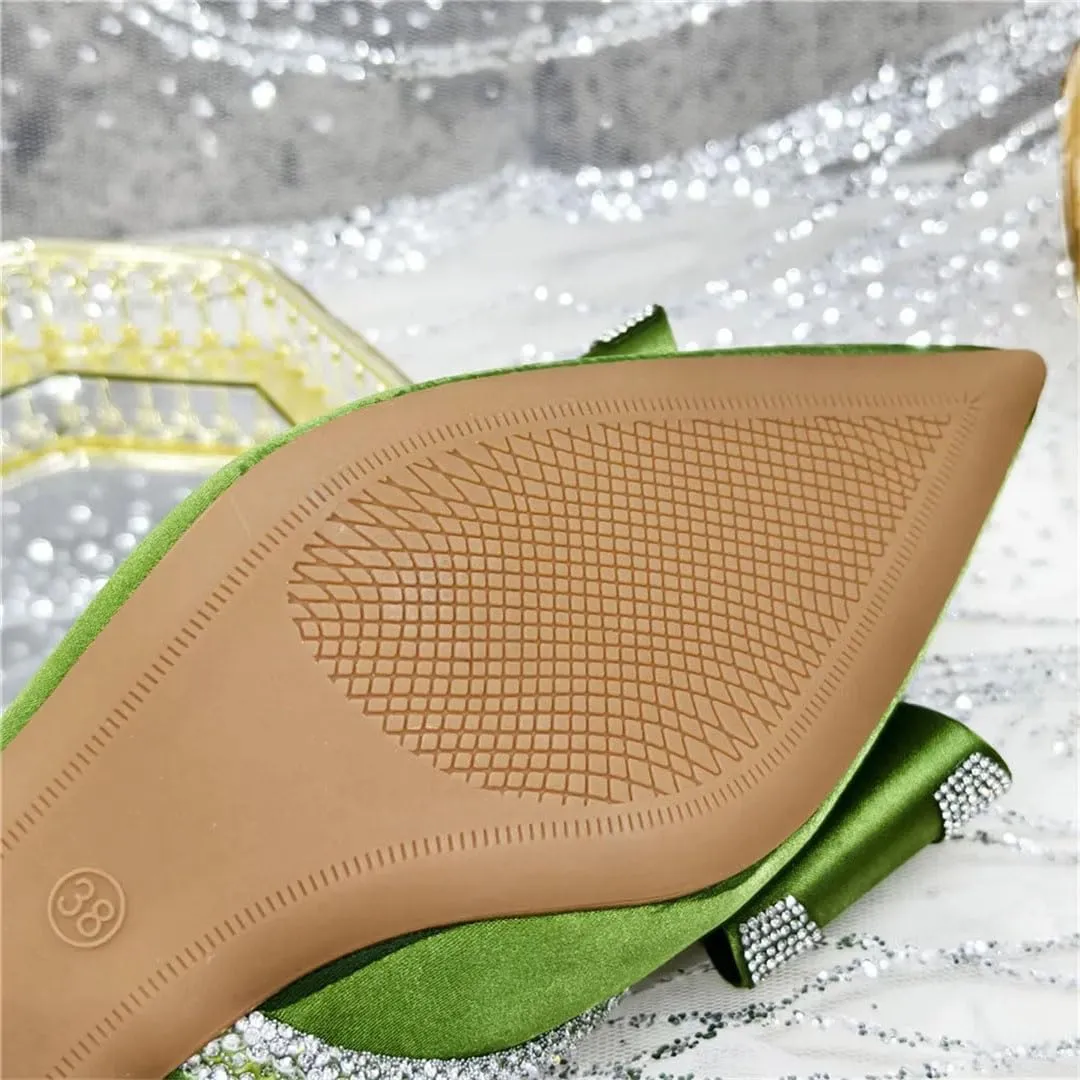Crystal Embellished Slingback Stiletto Heel Office Party Women Shoes Clutch Bag Set