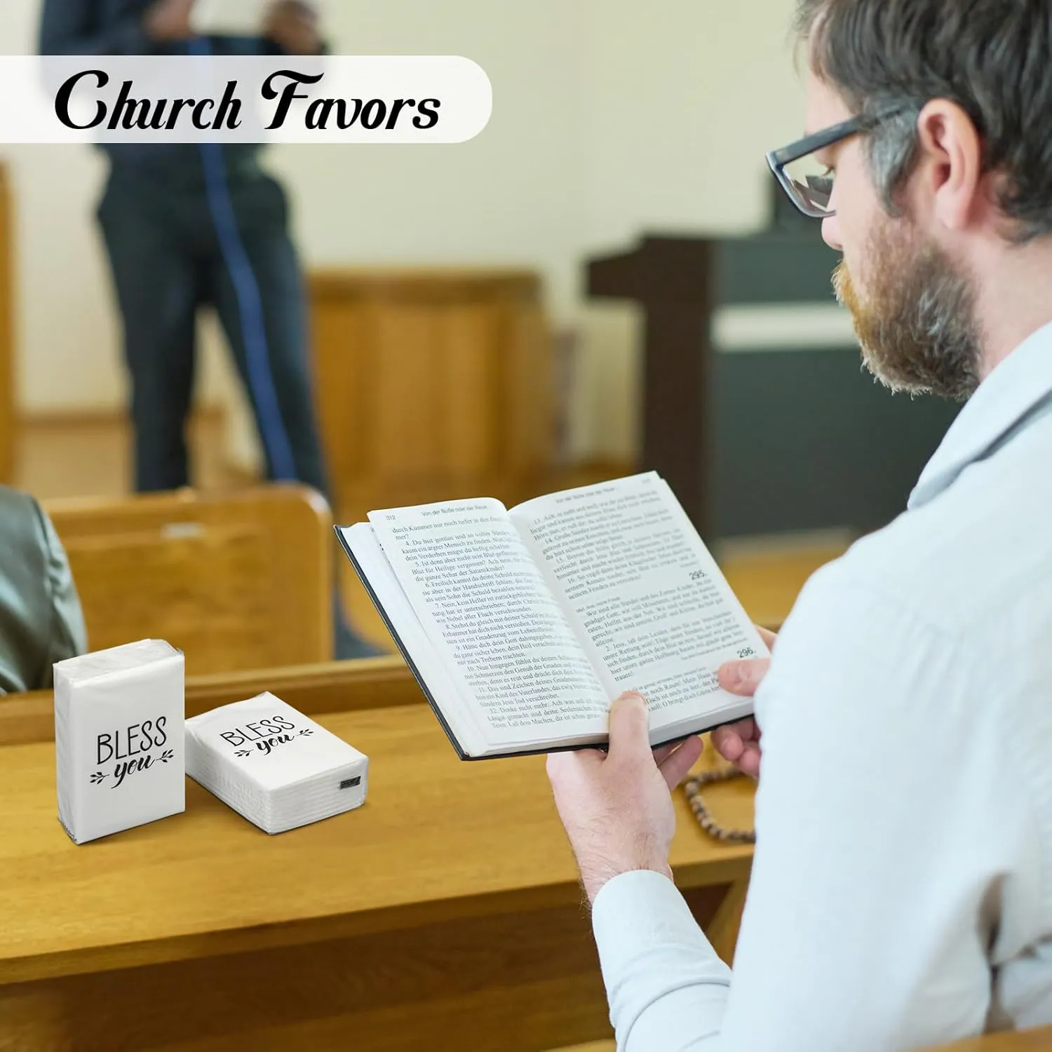Ctosree 50 Pack Church Pocket Tissues Travel Packs Bulk 500 Sheet Small Tissues Pocket Packs Party Favors 3 Ply Mini Travel Size Individual for Christian