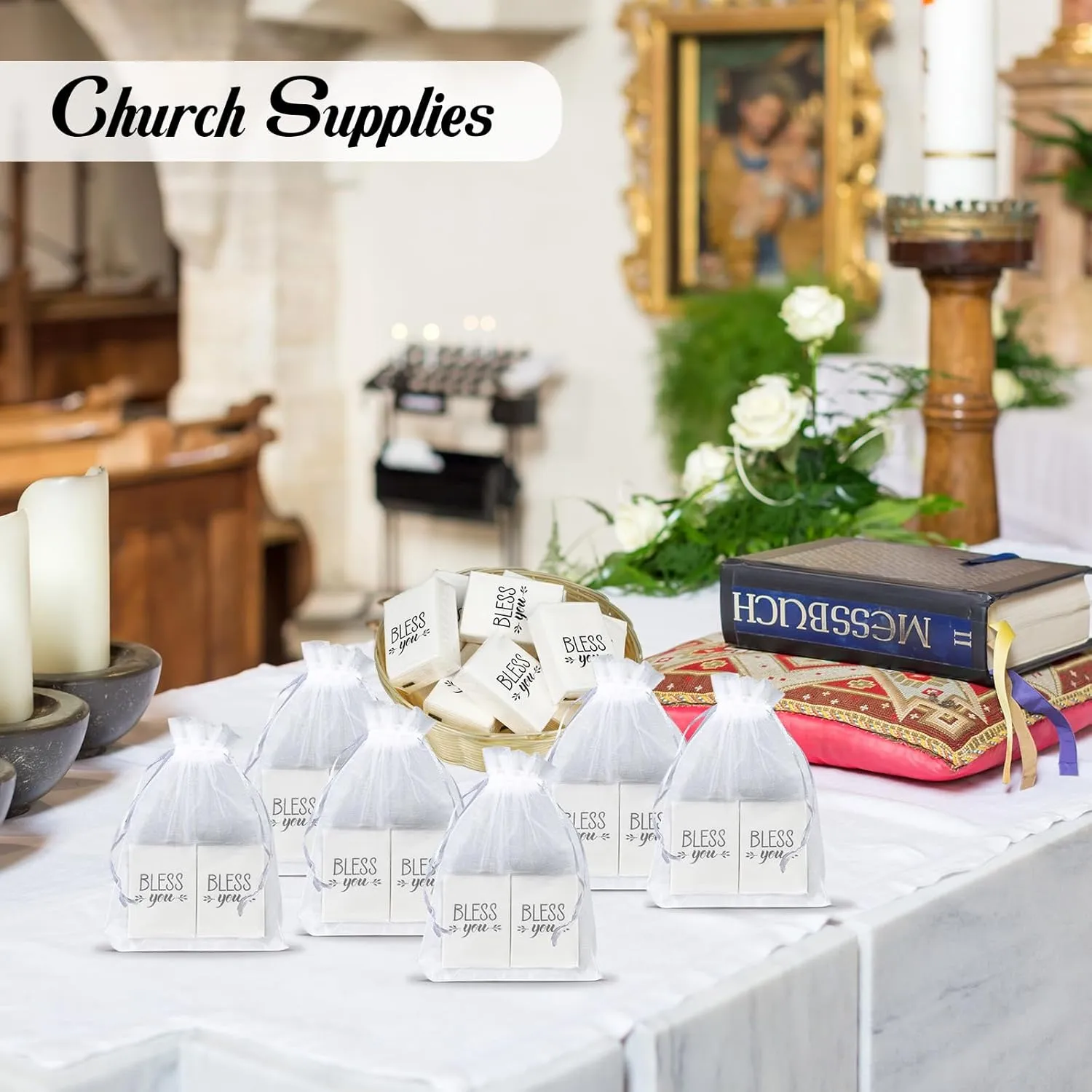 Ctosree 50 Pack Church Pocket Tissues Travel Packs Bulk 500 Sheet Small Tissues Pocket Packs Party Favors 3 Ply Mini Travel Size Individual for Christian