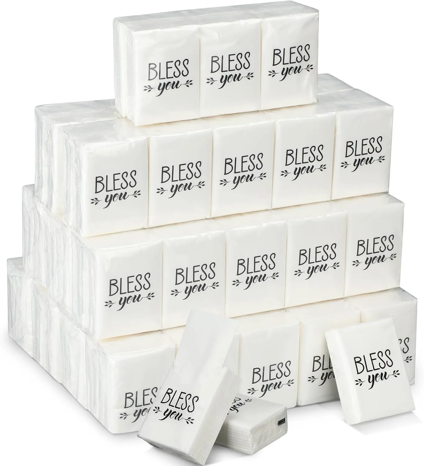 Ctosree 50 Pack Church Pocket Tissues Travel Packs Bulk 500 Sheet Small Tissues Pocket Packs Party Favors 3 Ply Mini Travel Size Individual for Christian