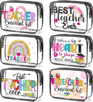 Cunno Clear Makeup Bags Survival Kit Cosmetic Bags for Beach Cruise Swim Nurse Teacher Dance Cheer Gift Summer PVC Waterproof Travel Toiletry Handbags Purses Organizer (Teacher)