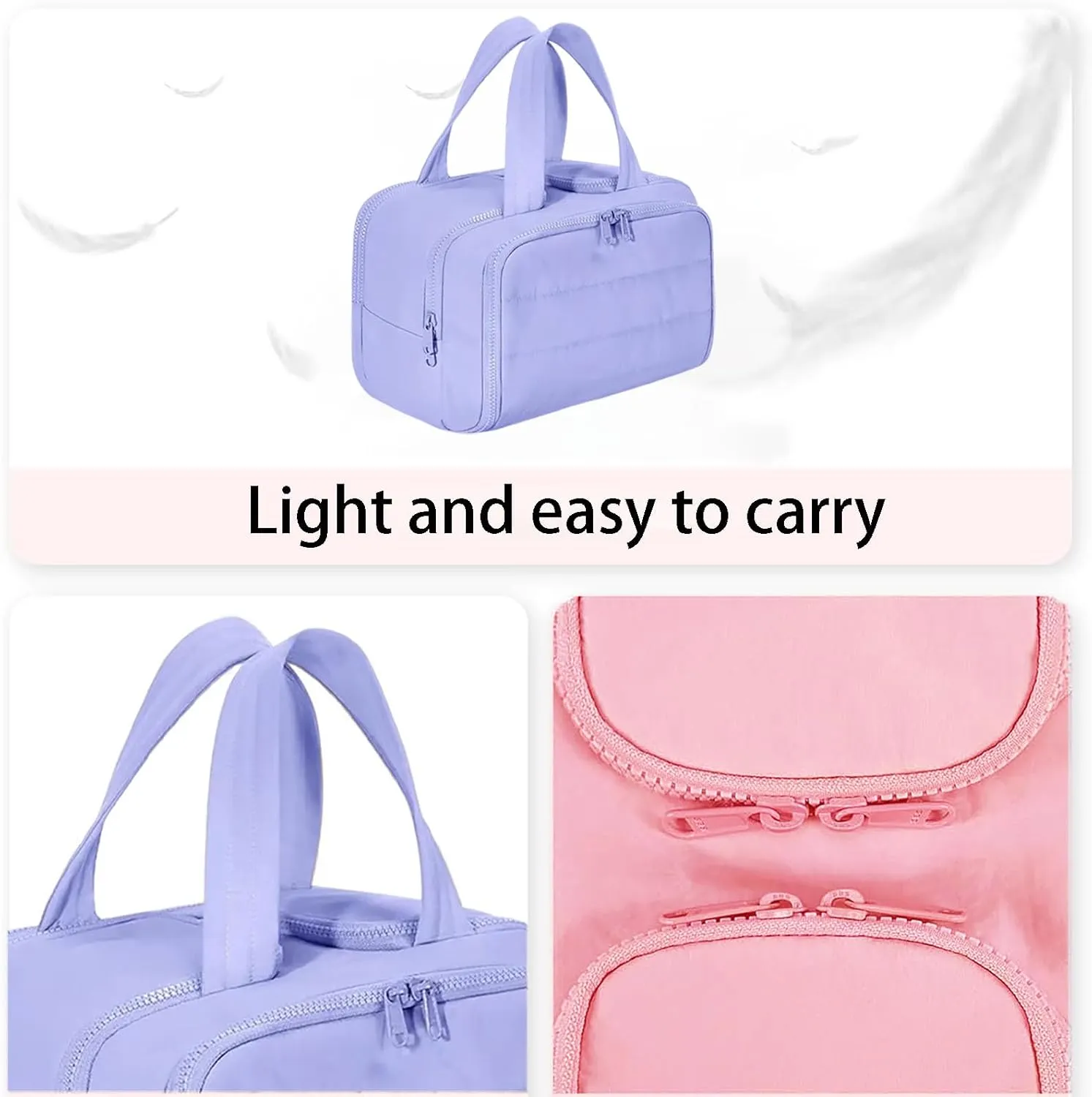 Curetoawayz Travel Cosmetic Bag, Large Capacity Wide-Open Travel Cosmetic Bag, With 4 Compartments, Waterproof/Portable/Wet and Dry Separation (Blue)