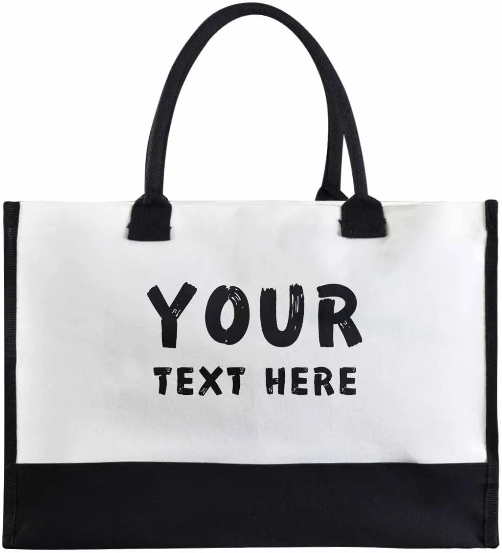 Custom Canvas Tote Bag for Women Personalized Name Shoulder Tote Beach Bag