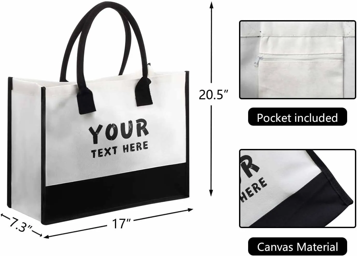 Custom Canvas Tote Bag for Women Personalized Name Shoulder Tote Beach Bag