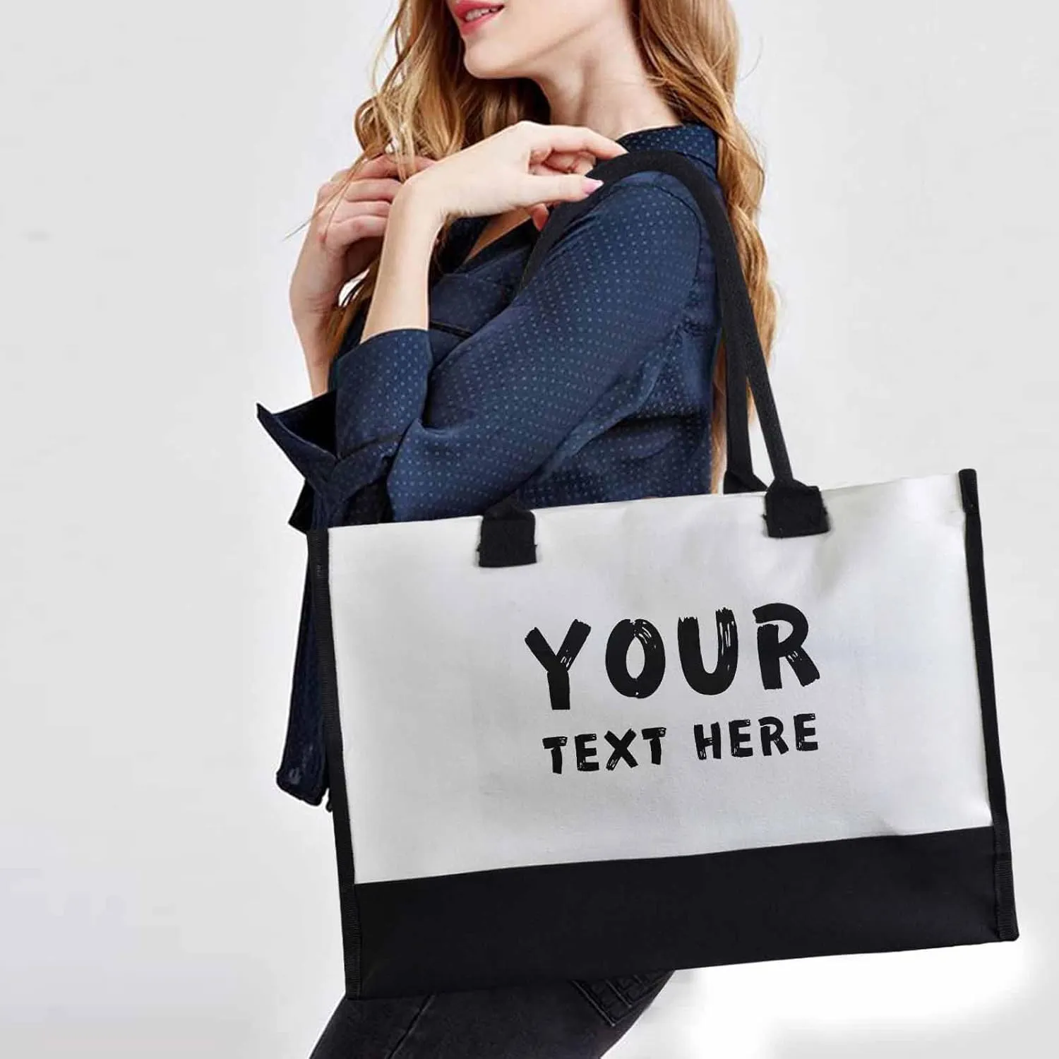 Custom Canvas Tote Bag for Women Personalized Name Shoulder Tote Beach Bag