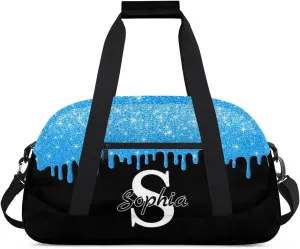 Custom Cheer Bag Dance Gym Bags for Women, Personalized Name Sport Duffel Bag Weekender Bags Travel Duffel Bags Teal Glitter Fluid Personalized Gifts