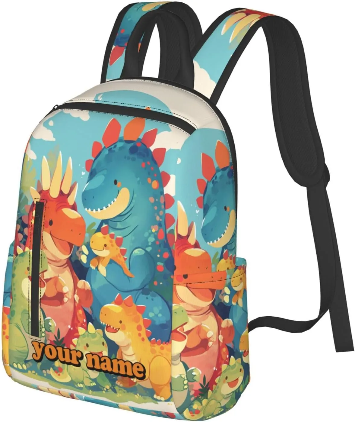 Custom Cute Dinosaur Backpack,Personalized Small Cartoon Daypacks With Name/Text,Customized Laptop Backpack For Women Men,Casual Travel Knapsack For Work Travel Camping