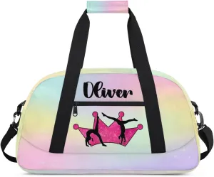 Custom Dance Bag Gymnastics Bag for Girl, Personalized Duffel Bag Sport Gym Bag Carry On Weekender Travel Bag Gift for Girl Hot Pink Crown Gymnastics
