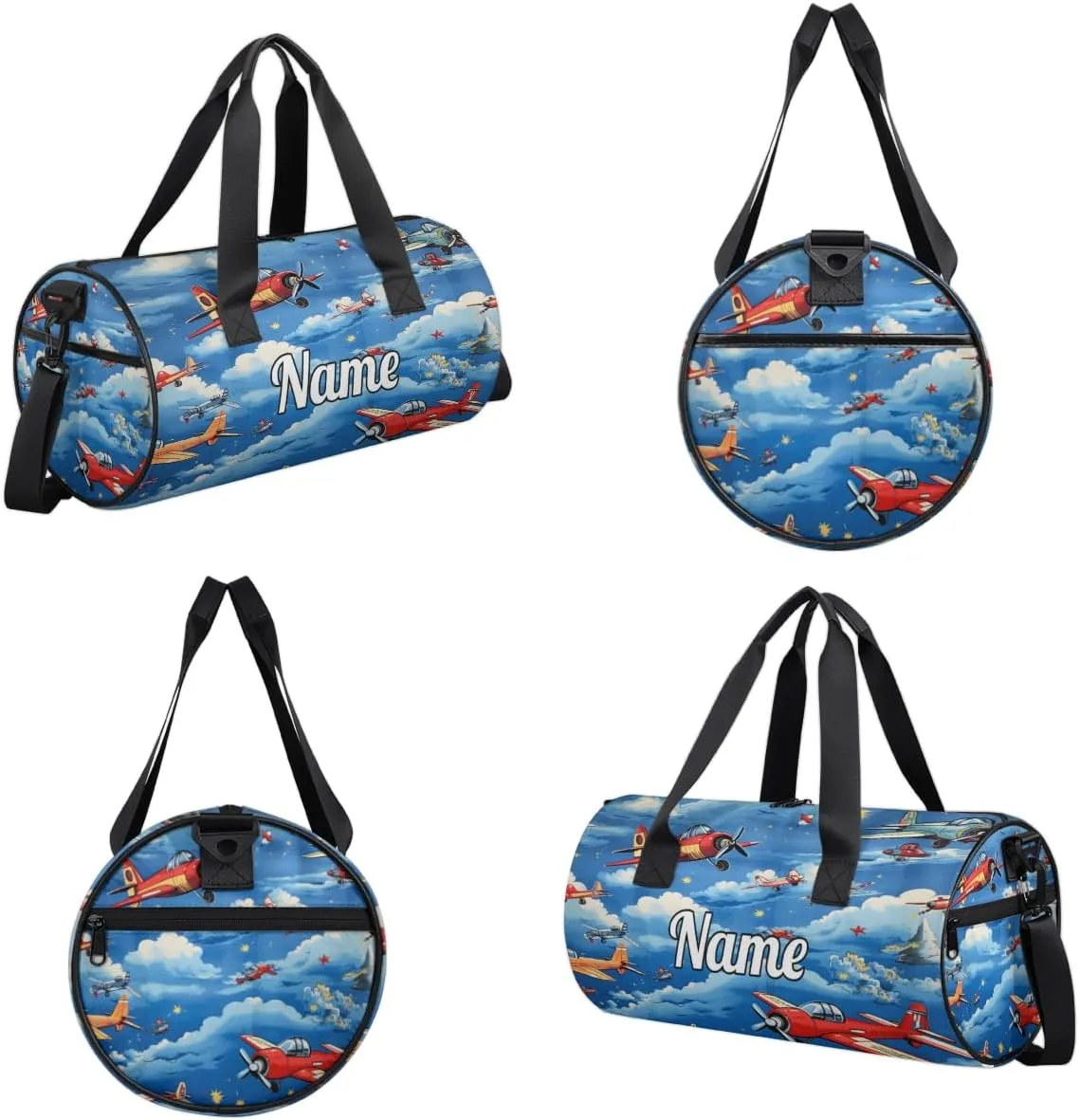 Custom Dance Duffel Bag Sport Backpacks Gyms and Weekend Overnight Travel Duffle Bag Birthday Christmas Halloween Waterproof, Cartoon Jet Plane Airplane