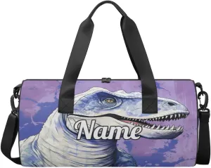 Custom Dance Duffel Bag Sport Backpacks Gyms and Weekend Overnight Travel Duffle Bag Birthday Christmas Halloween Waterproof, Dinosaur Cute