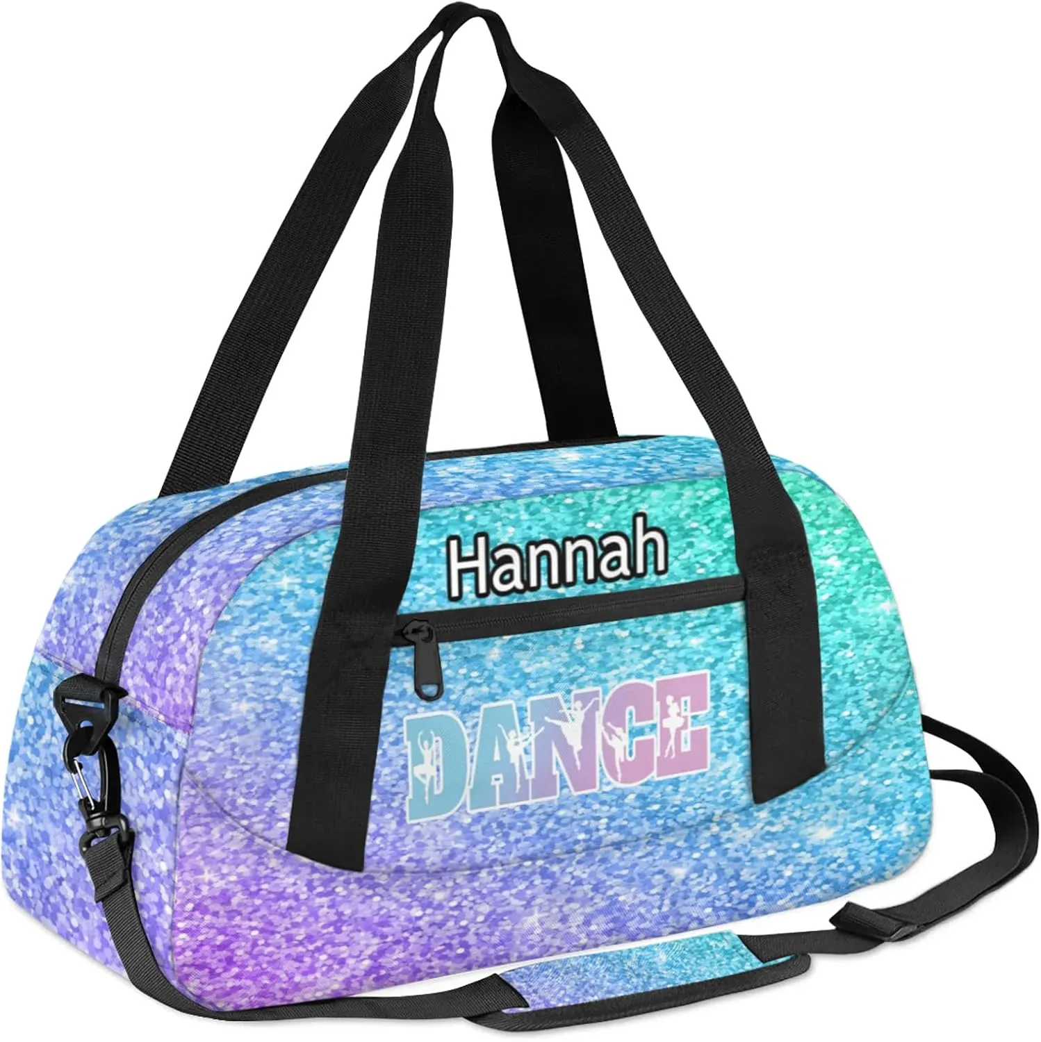 Custom Dance Duffel Bag with Name Personalized Sport Gym Bags Waterproof Customized Travel Duffel Bags Overnight Weekender Carry-On Tote 18.5in, Light Blue