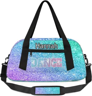 Custom Dance Duffel Bag with Name Personalized Sport Gym Bags Waterproof Customized Travel Duffel Bags Overnight Weekender Carry-On Tote 18.5in, Light Blue