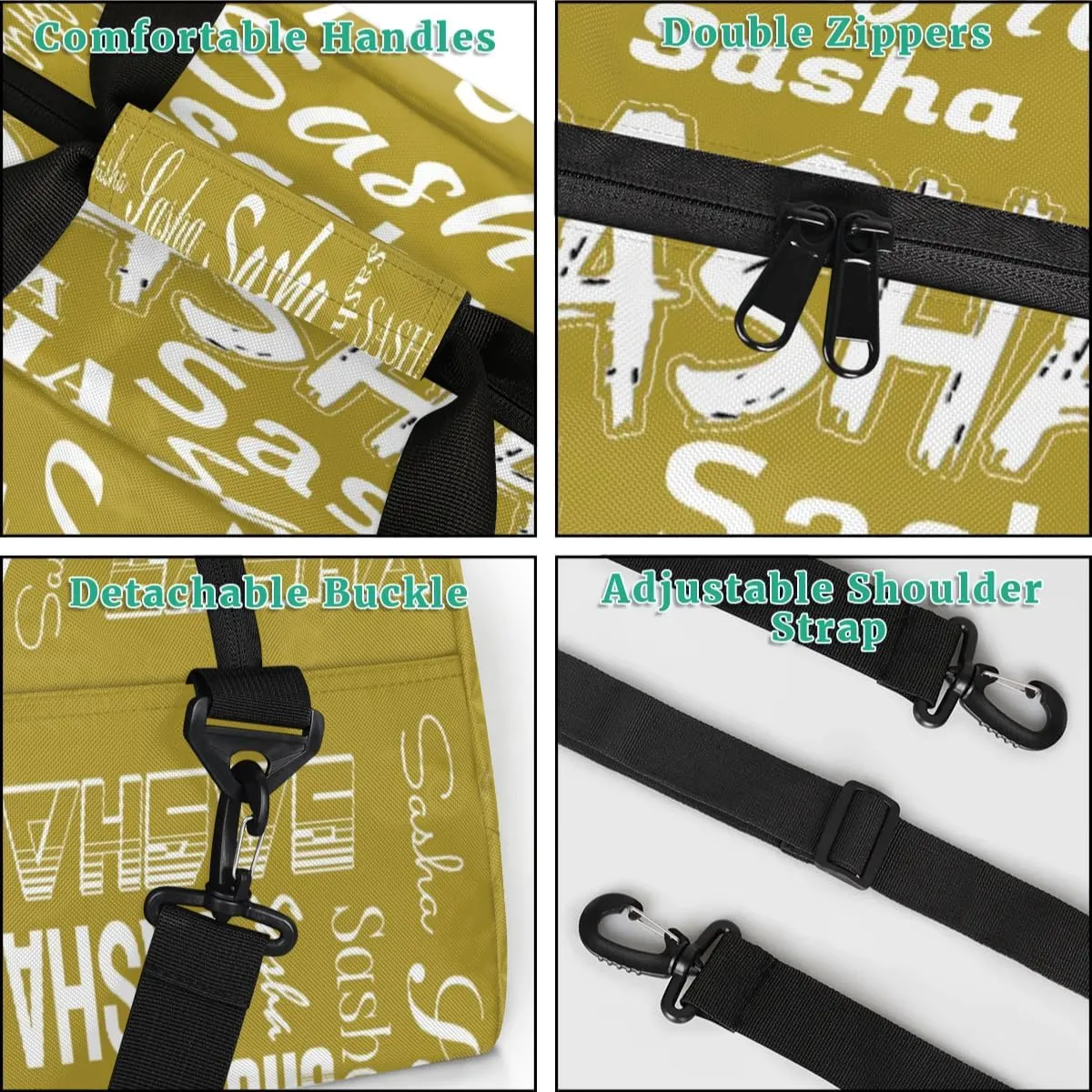 Custom Dance Gym Bags for Women, Personalized Name Sport Duffel Bag Weekender Bags Travel Duffel Bag Brown Gifts